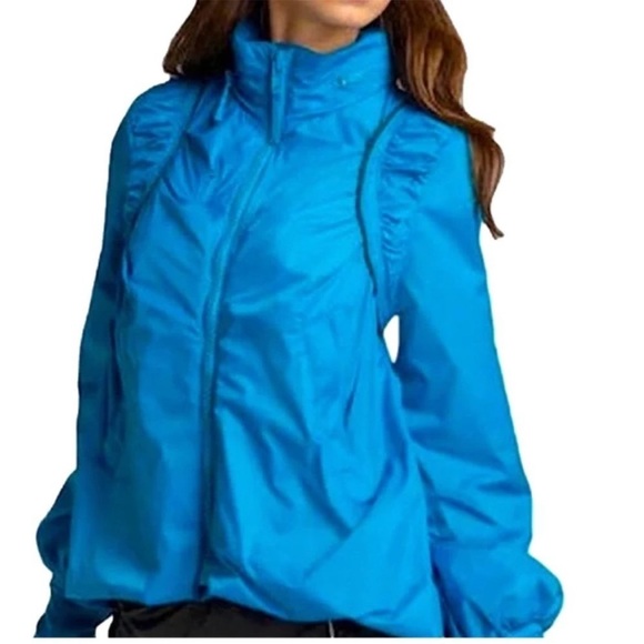 Stella McCartney for Adidas blue nylon windbreaker Performance Jacket Sz S - Picture 1 of 16